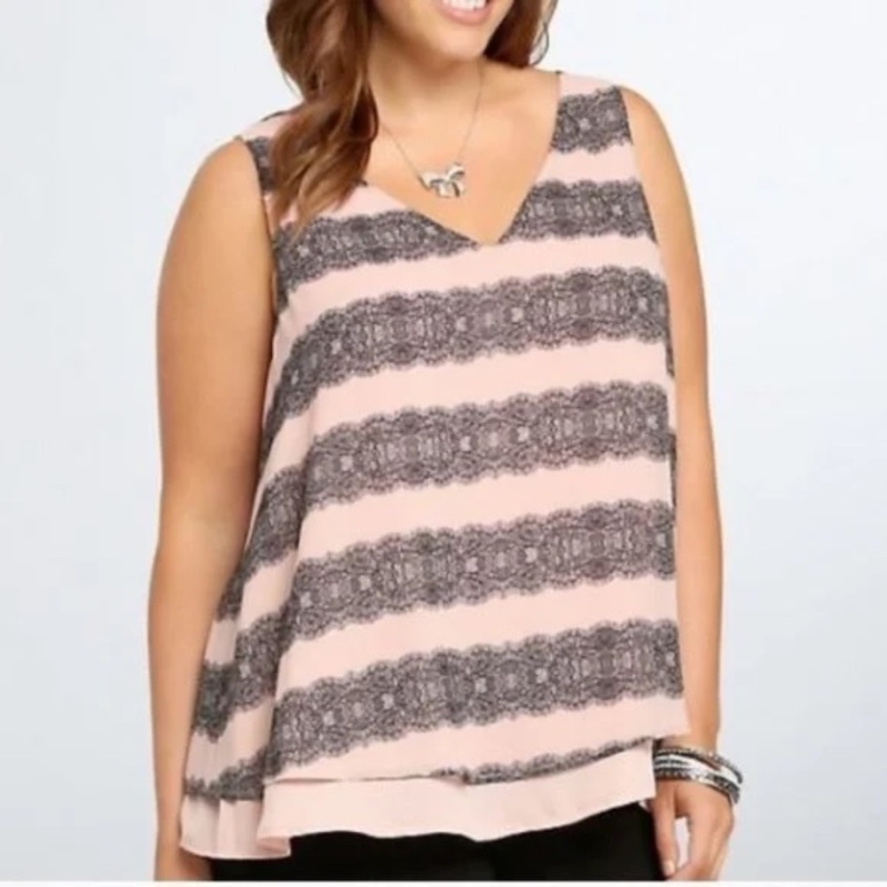 Torrid | Pink and Black Polyester Cami | Size 6